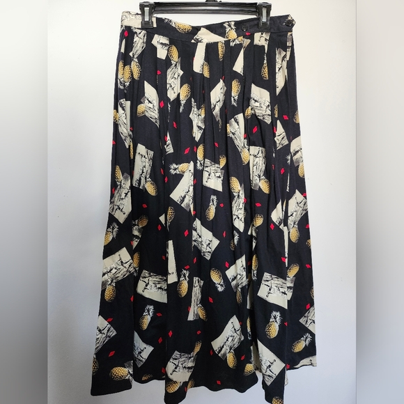 Vintage Simon Chang Pineapple/Surfer Printed Mid-length Skirt - Picture 4 of 7